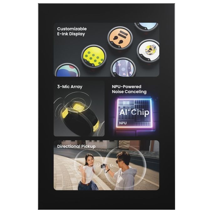 Insta360 MC110 Mic Pro Transmitter Registrazione 32bit Float E-Ink Colore Grafite Nero