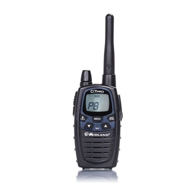 MIdland Ricetrasmittente G7-Pro, Pmr446+lpd, 8+69 Canali, Batterie con Caricabatterie, Nero