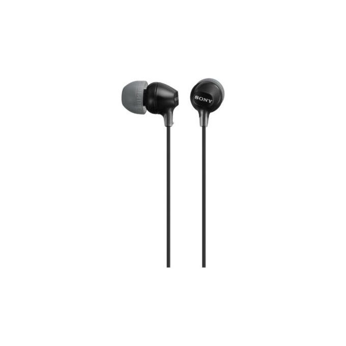 SONY MDR-EX15AP Cuffie intrauricolari leggere con driver da 9 mm e microfono auricolari in silicone jack 3,5mm Nero