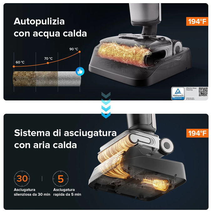 Roborock, Aspirapolvere a Secco e Umido F25 Ace Combo, Nero
