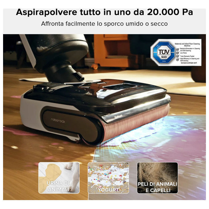 Roborock F25 Mocio Elettrico Batteria 4Ah Aspirapolvere Lavapavimenti Nero e Bianco