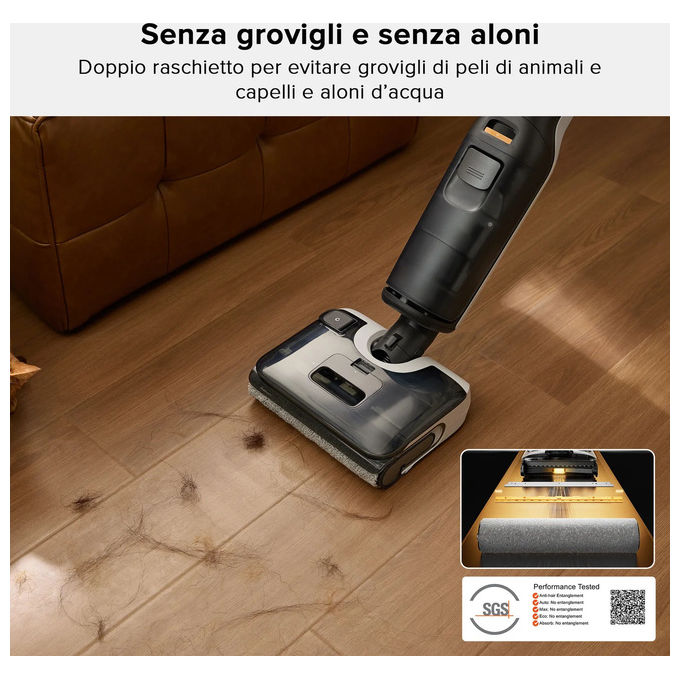 Roborock F25 Mocio Elettrico Batteria 4Ah Aspirapolvere Lavapavimenti Nero e Bianco