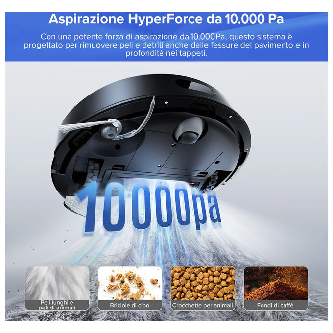 Roborock, Robot Aspirapolvere Q7 TF+ Nero, 10000 Pa, 3 L