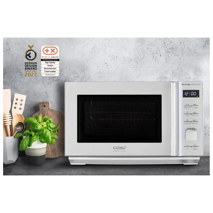 Caso 3325 MG 20 Cube Ceramic Forno a microonde con Grill 20 L 800 W 13 Programmi Blocco Bambini colore Argento