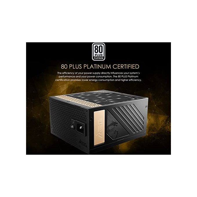 MSI 306-7ZP4A11-CE0 MEG AI1300P PCIE5 Alimentatore ATX 1300W 80 Plus Platinum Modulare PCIe 5.0 12VHPWR condensatori giapponesi colore Nero