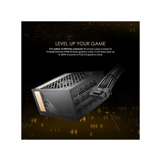 MSI 306-7ZP4A11-CE0 MEG AI1300P PCIE5 Alimentatore ATX 1300W 80 Plus Platinum Modulare PCIe 5.0 12VHPWR condensatori giapponesi colore Nero