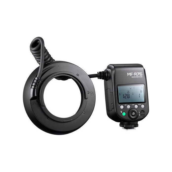GODOX MF-R76 Flash Macro Anulare Potenza Regolabile da 1-1 a 1-128 Custodia Inclusa colore Nero