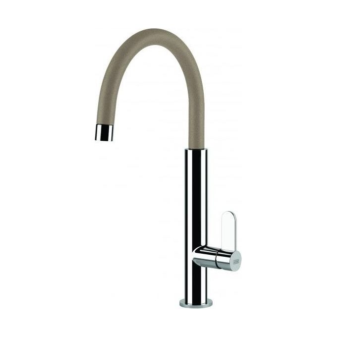 Elleci Dove MGKDOV43 - Miscelatore da cucina Mono Splitcomando, da incasso, Granitek, canna girevole, 41,5 cm, Acciaio-Tortora