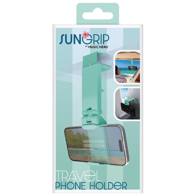 SBS MHSUPPBEACHG Supporto Attivo per Smartphone Rotazione 360° Braccio Regolabile Fino a 9 cm di Larghezza e 35 mm di Spessore Colore Verde