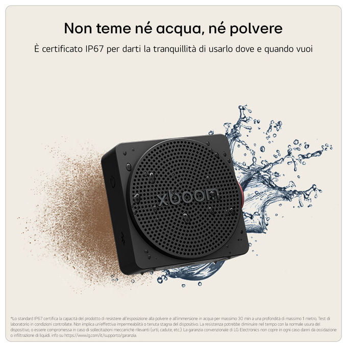 LG MINI.AEUTLBK xboom Mini Speaker Bluetooth Portatile 5 W Autonomia 10 h IP67 USB-C colore Nero