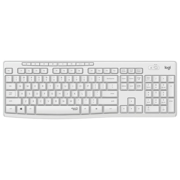 Logitech MK295, kit tastiera e mouse wireless silenzioso, layout QWERTY, ricevitore nano USB, resistente agli schizzi, Bianco