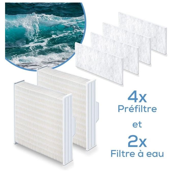 Beurer 68121 MK 500 Kombi Set OP Kit di Ricambio per Purificatore d'aria Maremed MK 500 con 4 Prefiltri 2 Blocchi di Evaporazione 1250 g di Sale Marino e Misurino colore Bianco