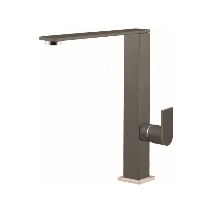 Elleci Flat MKKFLA93 - Miscelatore da cucina Mono Splitcomando, da incasso, Keratek Plus, canna girevole, 25,2 cm, Dove Grey