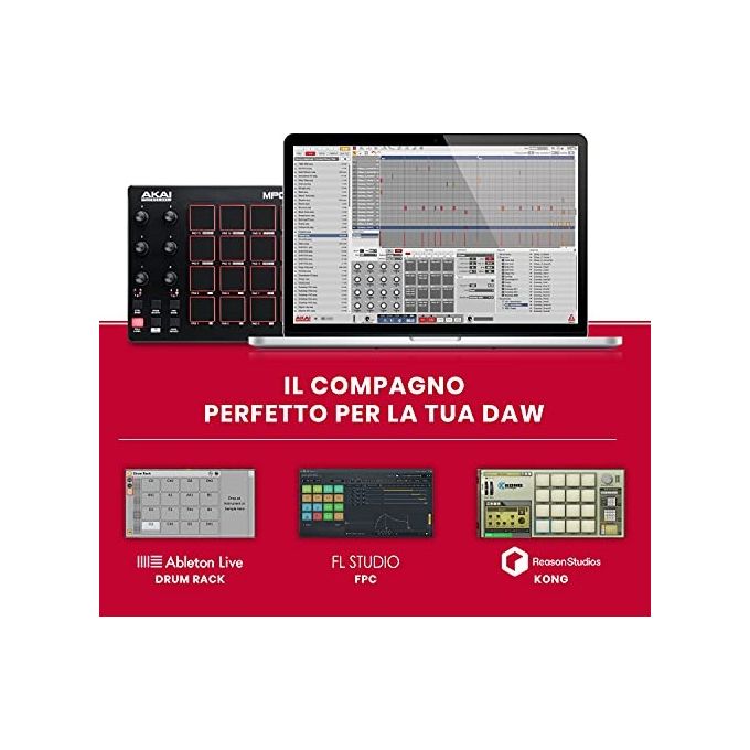 Akai Pro MPD218 Controller Midi Usb con 16x3 Pad MPC 6x3 Manopole + Ableton Live Lite MPC Essential e Strumenti Virtuali SONiVOX