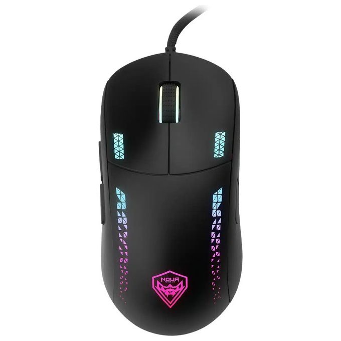 Noua MS0421SR-L60K15C Loop Mouse Gaming Sensore Pixart 3335 Pro 32000 DPI 9 Pulsanti Programmabili Switch Huano Ultra Leggero 70g Ambidestro colore Nero con Grafiche Rosa Azzurro