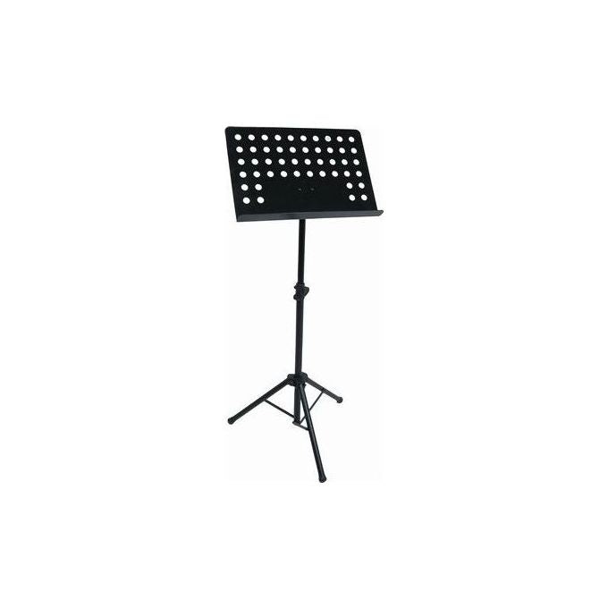 QUIK LOK MS-331 Leggio Orchestra in Acciaio con Piano Traforato Altezza Regolabile 75-129 cm Treppiede Robusto colore Nero