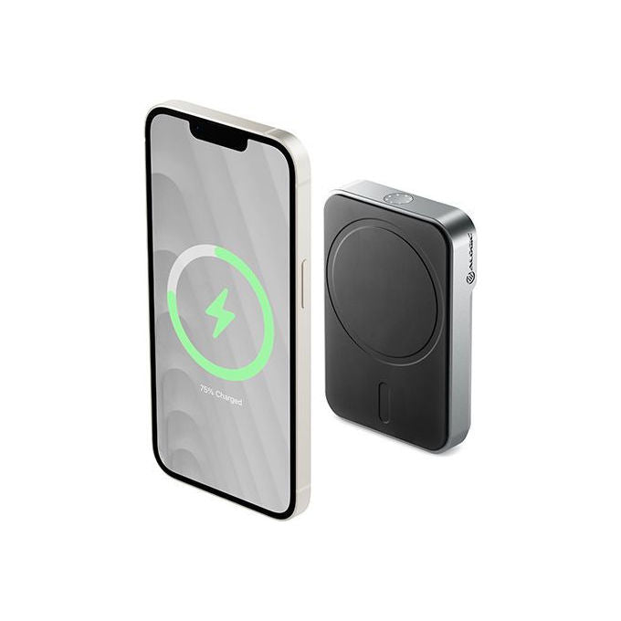 Alogic MSPB5K PowerBank con MagSafe 5000 mAh Ricarica Wireless 15 W Compatibile Qi e MagSafe colore Nero