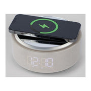 Dudu'u MU-000 Specchio LED da Tavolo con Luce Dimmerabile Ricarica Wireless Qi Cassa Bluetooth Orologio Digitale colore Beige