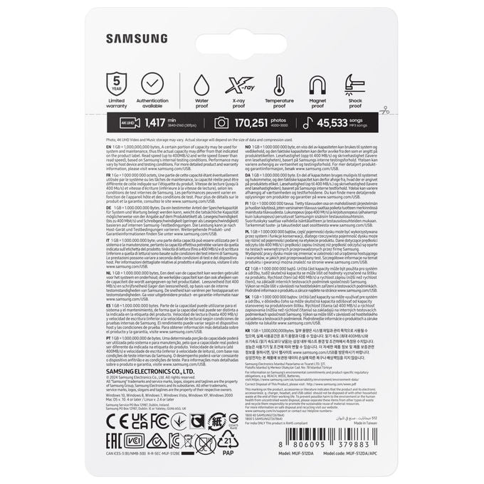 Samsung, Memoria Flash USB, 512 GB, Tipo-C 3.2 Gen 1, Blu