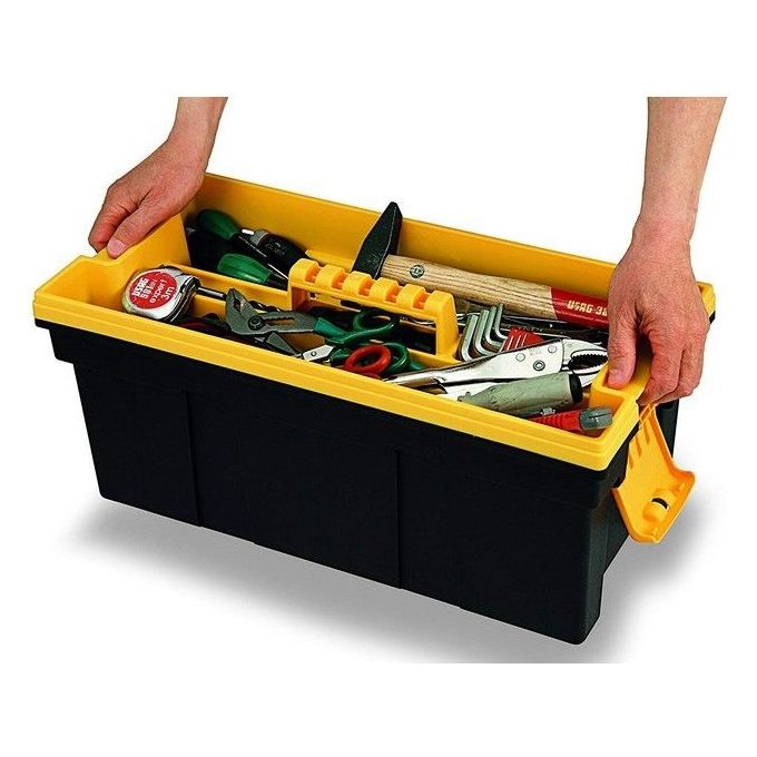Terry 1000628 Pro Tool Chest 18 Cassetta Porta Attrezzi con Coperchio Rimovibile Organizer e Vassoio colore Nero Arancione