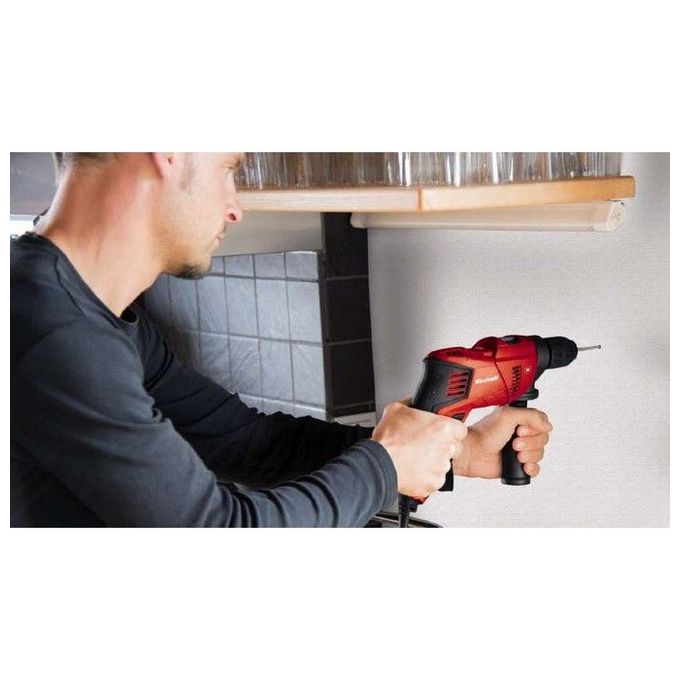 Einhell TE-ID 500 E Trapano a Percussione 550W 3000 rpm Mandrino Senza Chiave Foratura Legno 25mm Acciaio 8mm colore Rosso