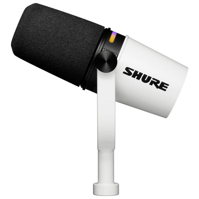 Shure MV7+ White Microfono Dinamico Cardioide con Connessione USB-C e XLR Auto Level Denoiser Digital Popper Stopper colore Bianco
