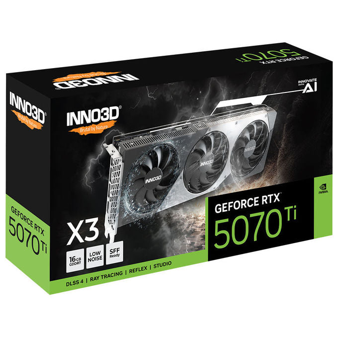 INNO3D N507T3-16D7-176068N GeForce RTX 5070 Ti X3 Scheda Grafica 16 GB GDDR7 256 bit 300 mm colore Nero Grigio