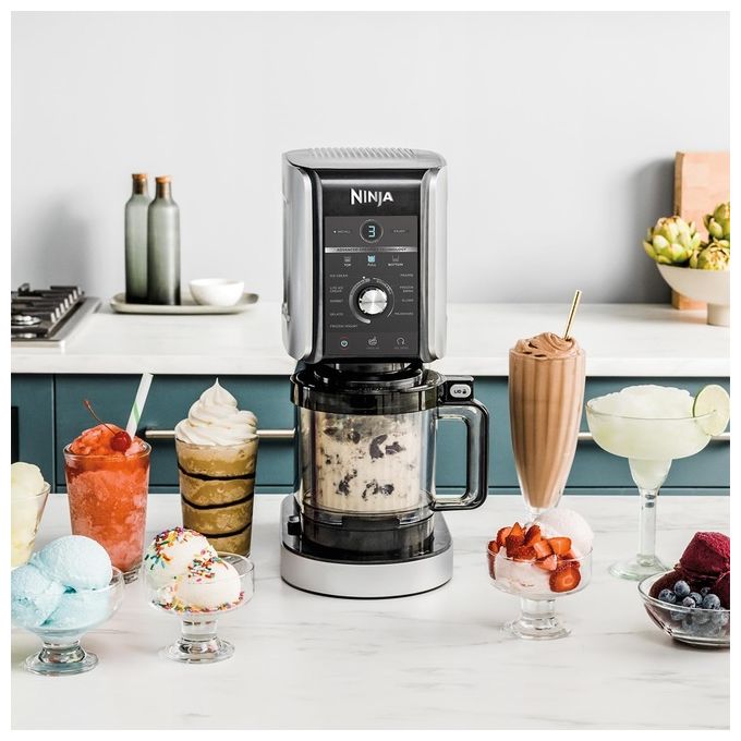 Ninja NC501EU CREAMi Deluxe Gelatiera 2,1 L 800 W 10 programmi 3 vaschette 709 ml timer digitale colore Nero Grigio