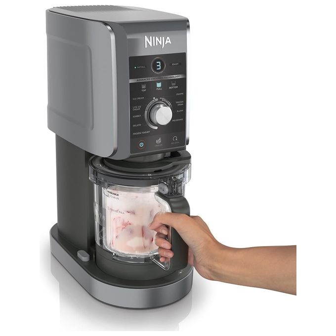 Ninja NC501EU CREAMi Deluxe Gelatiera 2,1 L 800 W 10 programmi 3 vaschette 709 ml timer digitale colore Nero Grigio