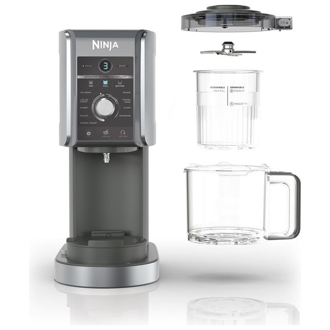 Ninja NC501EU CREAMi Deluxe Gelatiera 2,1 L 800 W 10 programmi 3 vaschette 709 ml timer digitale colore Nero Grigio