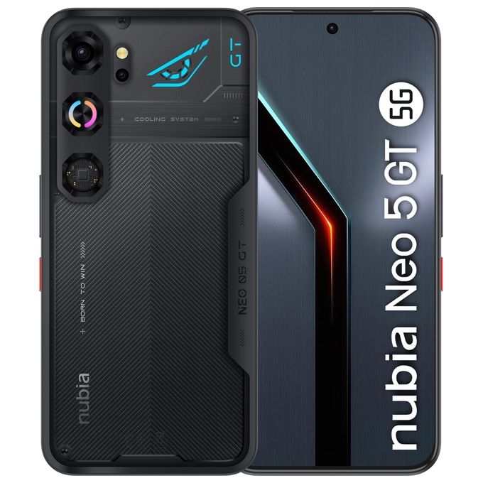 Nubia NEO 5 GT 5G Smartphone AMOLED 6.8'' 144Hz MediaTek Dimensity 7400 12GB 256GB Batteria 6210mAh 50MP Android 16 colore Nero