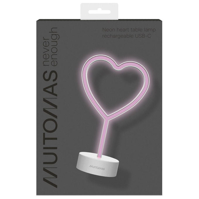 Muitomas, Lampada da Tavolo Neon Cuore, USB-C, Bianca, 315 mm