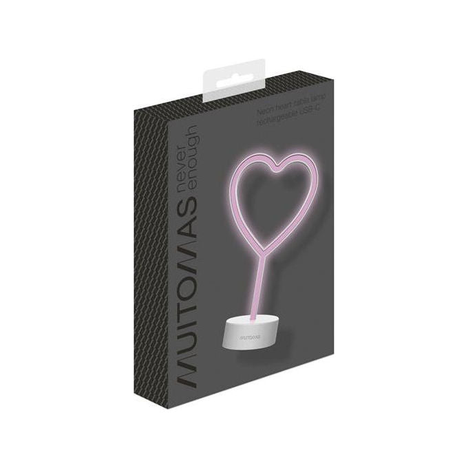 Muitomas, Lampada da Tavolo Neon Cuore, USB-C, Bianca, 315 mm