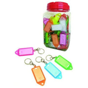 Vigor 2630020 Targhette Portachiavi con Anello 150 pezzi plastica trasparente chiusura a scatto 65x30 mm colori misti