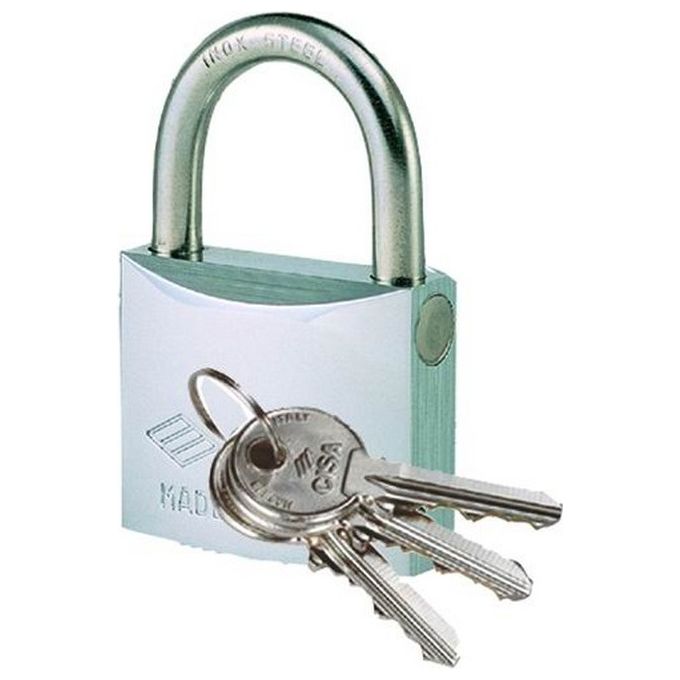 Cisa 26022 Marine Lucchetto Ottone Cromato Arco Acciaio Inox 50 mm Doppia Chiusura colore Cromato