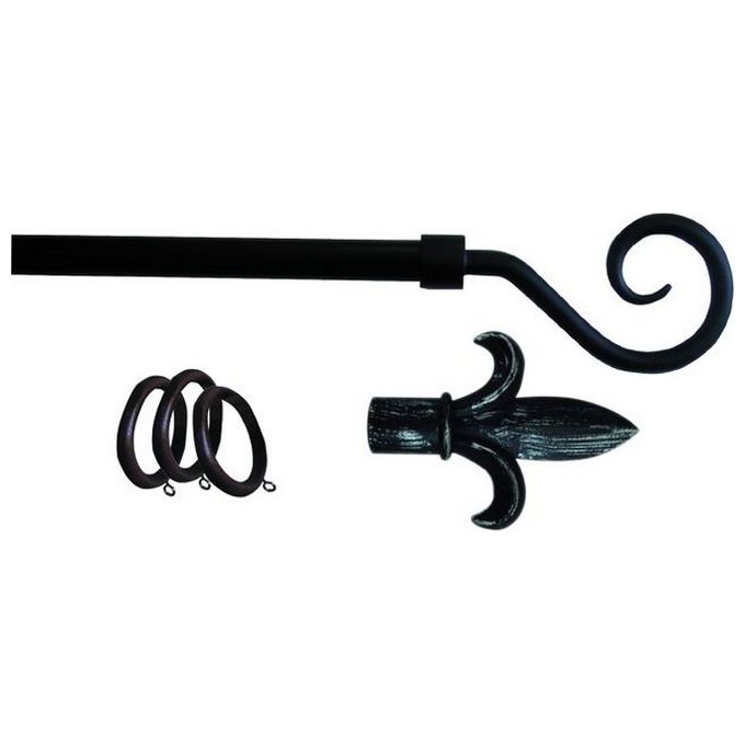 Vigor 3074020 Kit Bastoni per Tende in Ferro Estensibile 120-210 cm Punta a Ricciolo 20 Anelli colore Antracite