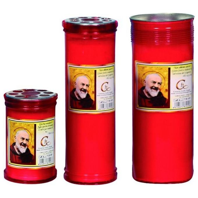 Ceri Votivi Blinky Rossi San Padre Pio T50 6x19cm