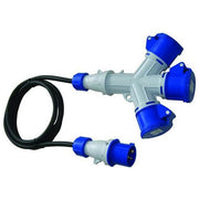 BLINKY 3508915 Adattatore Triplo CEE 2P+T 230V 16A con Cavo 1,5 m IP44 colore Blu