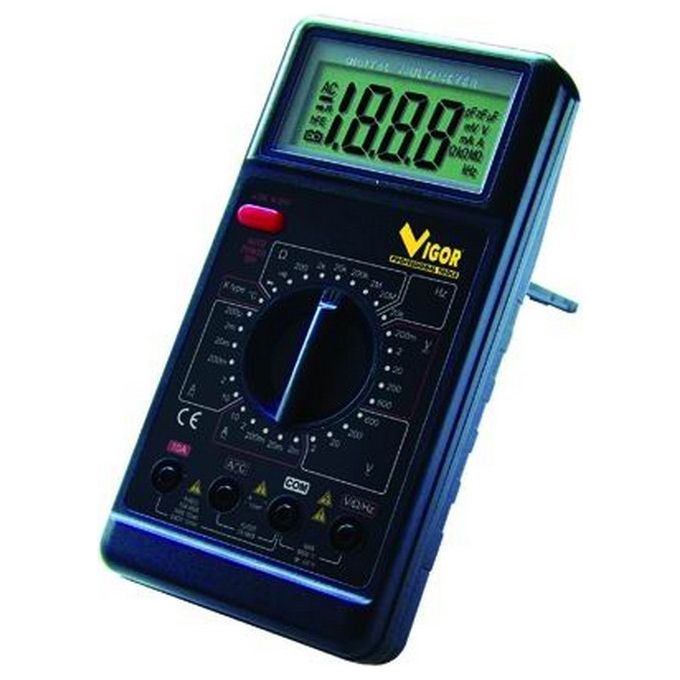 Vigor 35605-30 ORION Tester Digitale 600 V Tensione Continua 200mV-600V Corrente Alternata 2mA-10A Resistenza 200Ω-20MΩ Test Diodo colore Nero
