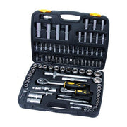 Vigor CRV 1-4-1-2 Set Valigetta Chiavi a Bussola 94 Pezzi in Acciaio Chrome-Vanadium con Cricchetti SoftGrip e Accessori colore Nero