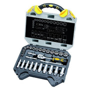 Vigor 35835-30 Cassetta Chiavi a Bussola CrV 3-8'' Esagonale 29 Pezzi con Cricchetto Prolunghe e Snodo