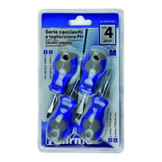 Hufirma 3895404 Serie Cacciaviti Nani CRV Set 4 Pezzi Taglio Croce PH Soft-Grip Punta Calamitata colore Azzurro