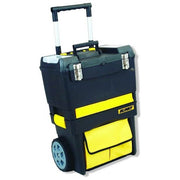 BLINKY 40542-10 Tool-Box Carrello Portautensili in Polipropilene con Ruote Vassoio Estraibile Cassetto Girevole Doppio Scomparto Tasca Esterna Tessuto colore Nero