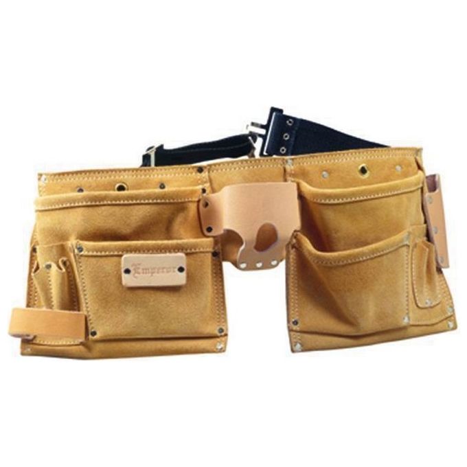 Vigor Blinky 40570-40 Houston Doppia Borsa da Carpentiere in Vera Pelle 6 Tasche Cintura Regolabile