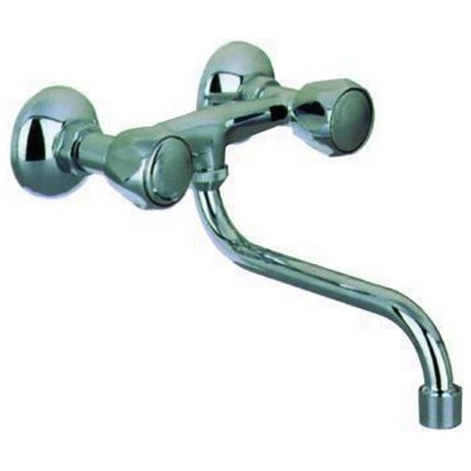 Blinky Gruppo Lavello 2 Manopole A Parete Ottone Cromato Attacco 3-4'' Canna 20 cm con Aeratore colore Nero