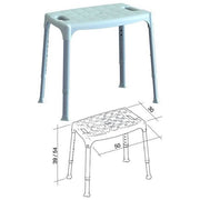 K Design 93521 Sedia da Doccia Regolabile Altezza 39-54 cm Portata 120 kg Seduta Antiscivolo e Forata Gambe in Alluminio Anodizzato colore Bianco