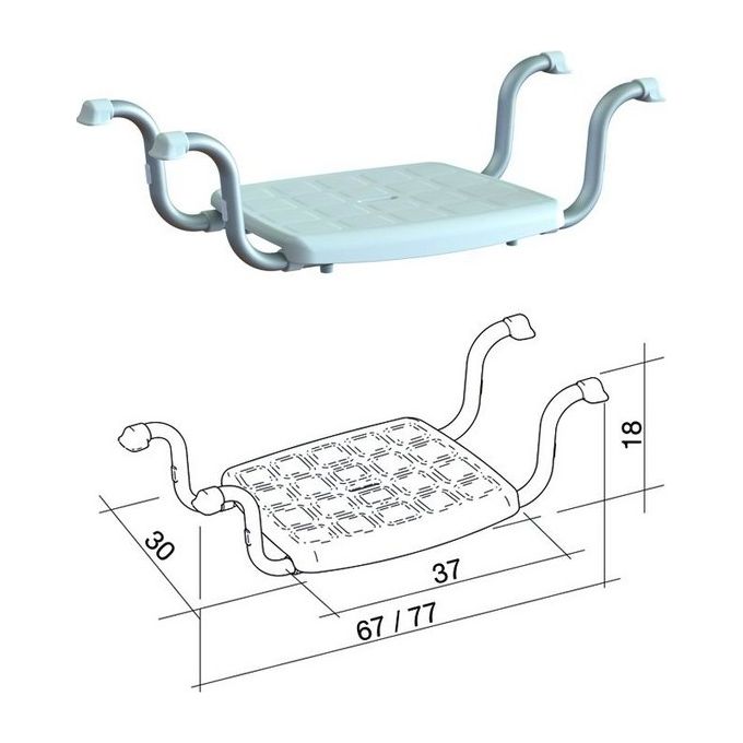 K design 91133 Sedile da Vasca Regolabile in Alluminio Anodizzato e Polipropilene Portata 110 Kg colore Bianco
