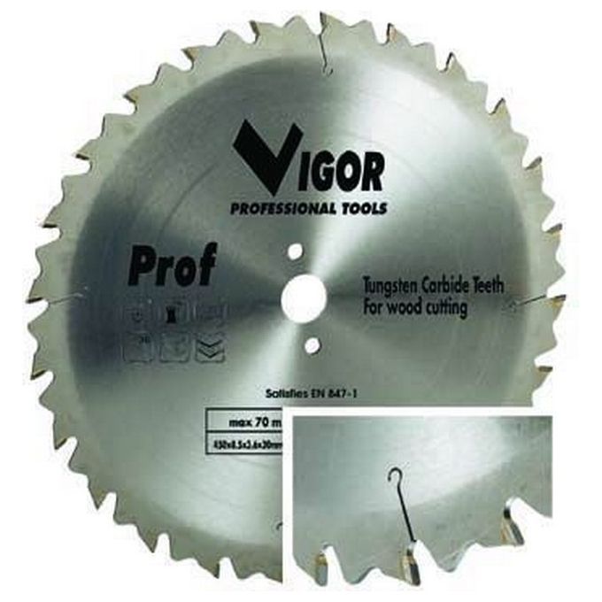 Vigor-blinky Lama Circolare per Legno 550 mm F.30 44 Denti Widia Antivibrazione Taglio lungo vena
