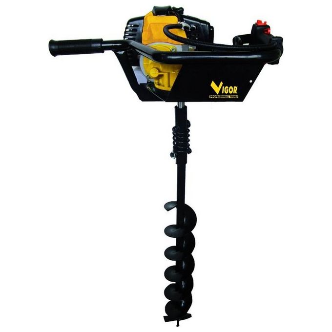 Vigor 4654550 TM-49 Trivella a Motore 2T 49 cc 1,65 kW Raffreddamento Aria Serbatoio 1,2 L Elica 10 cm Peso 13,00 Kg colore Nero