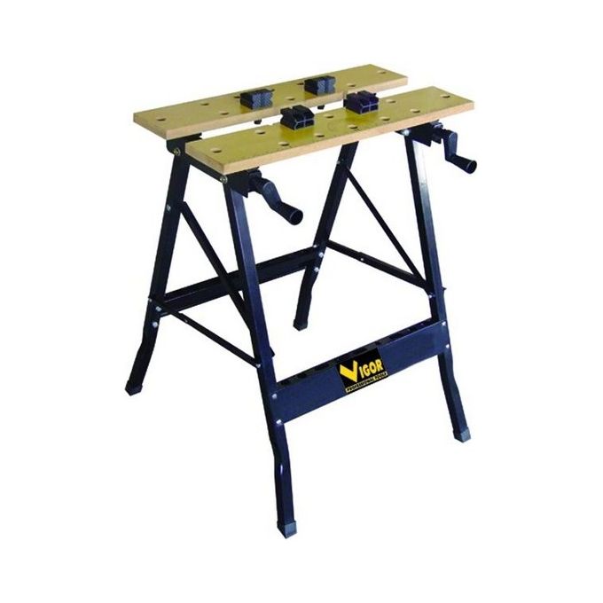 Vigor VLB-150 Banco da Lavoro Richiudibile Acciaio Verniciato Piano MDF 150 Kg 60x64x78 cm
